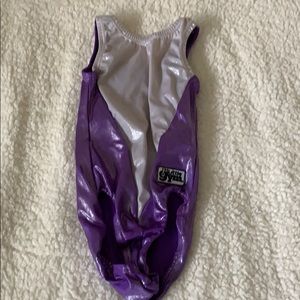 Silver and Purple Gymnastics Leotard